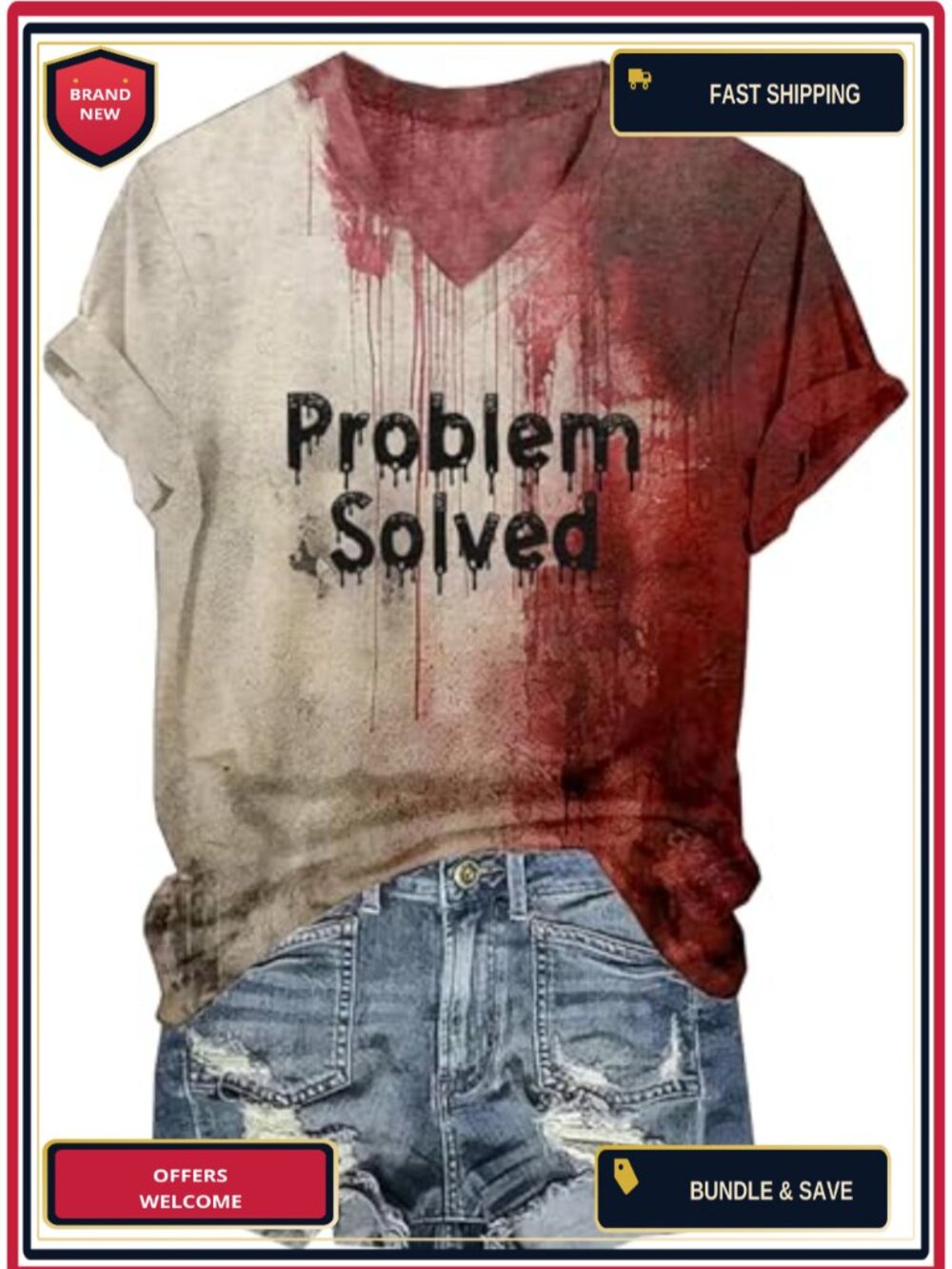 Halloween Blood Stain Graphic T-Shirt Women's Short Sleeve Crew Neck